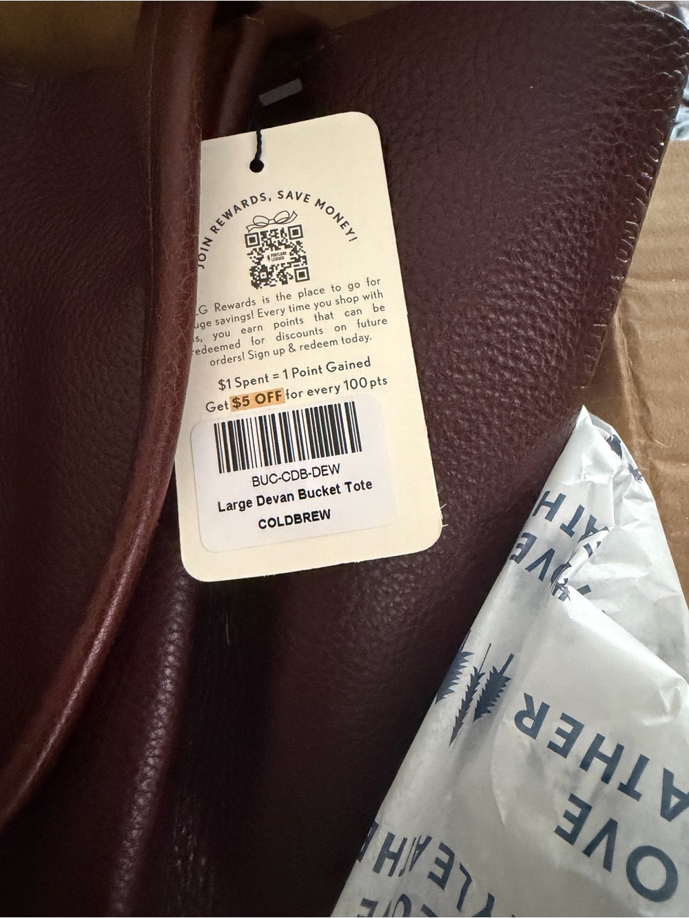Portland Leather Devan Large Leather Tote Bag - Coldbrew - Picture 2 of 4